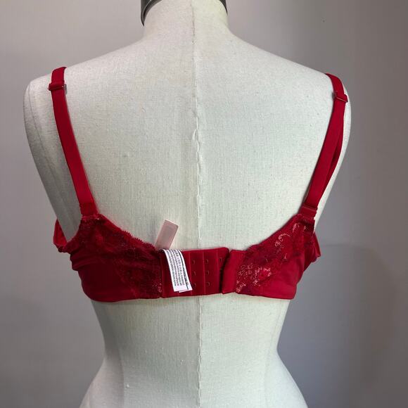 Victoria’s Secret Bra 38D Body by Victoria Lined Demi Red Push Up Lace Underwire - Picture 3 of 8